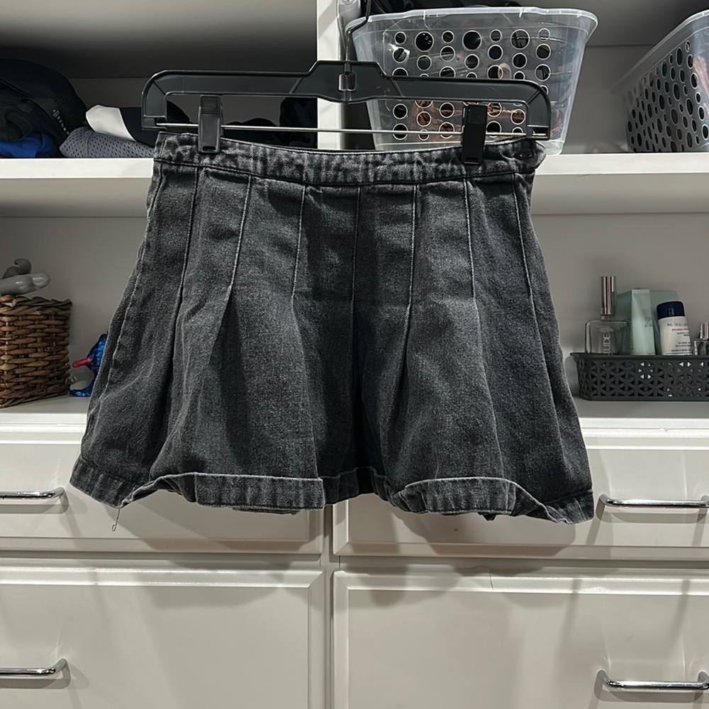 Grunge Black Denim Tennis Skirt